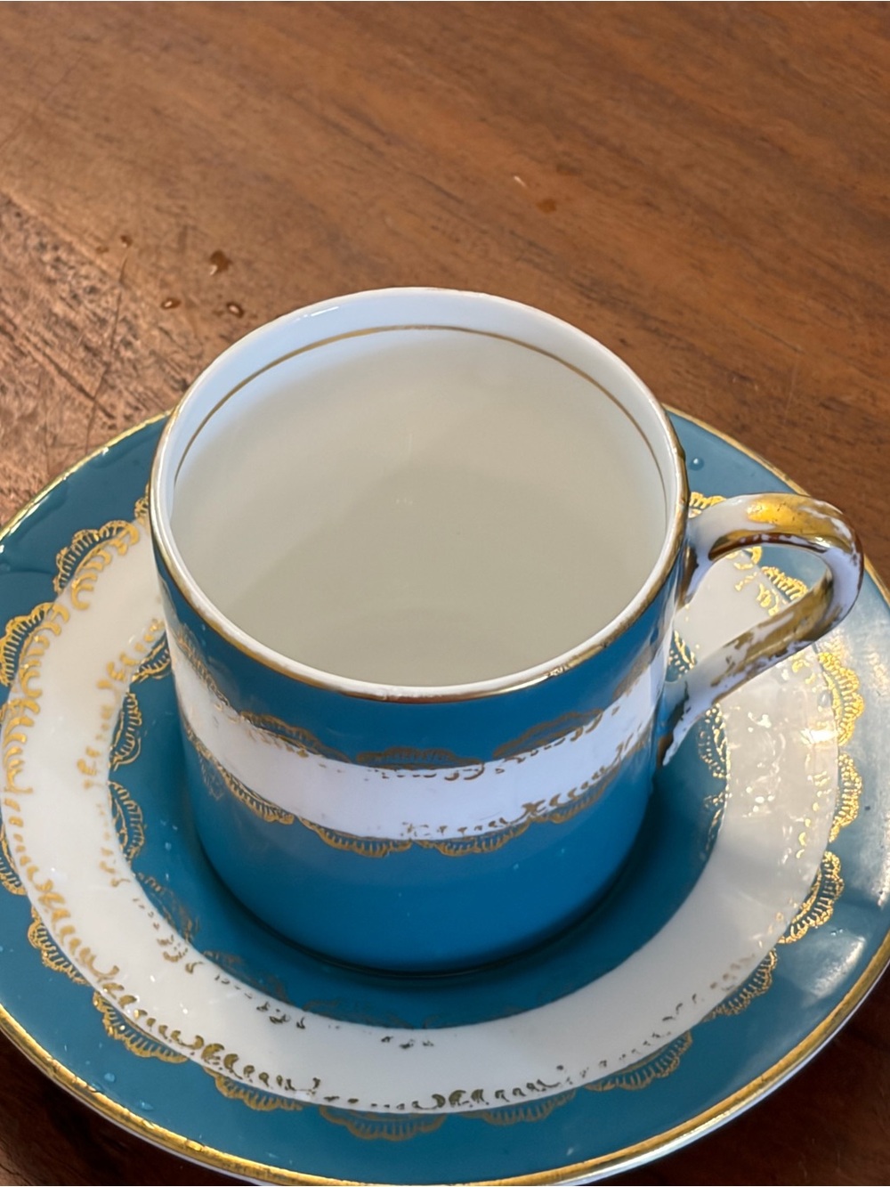 Aynsley bone china tea cup and saucer vintage teal and gold